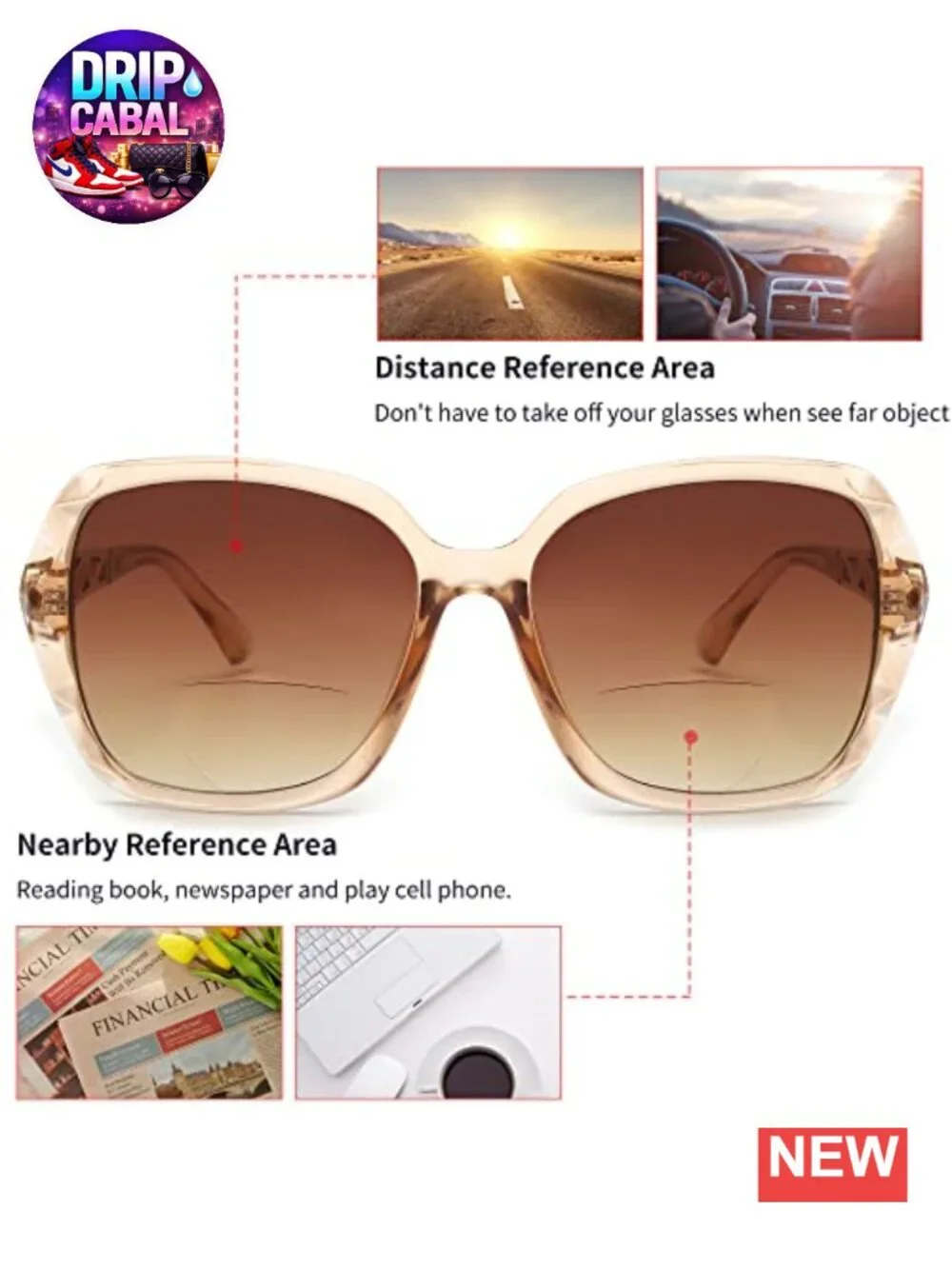 Bifocal Reading Sunglasses for Women Oversized Square Sun Readers Outdoor UV400